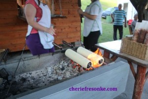 My new favorite treat. I forget what they call it. But it is bread, cooked over the flames and then rolled in cinnamon and sugar. 